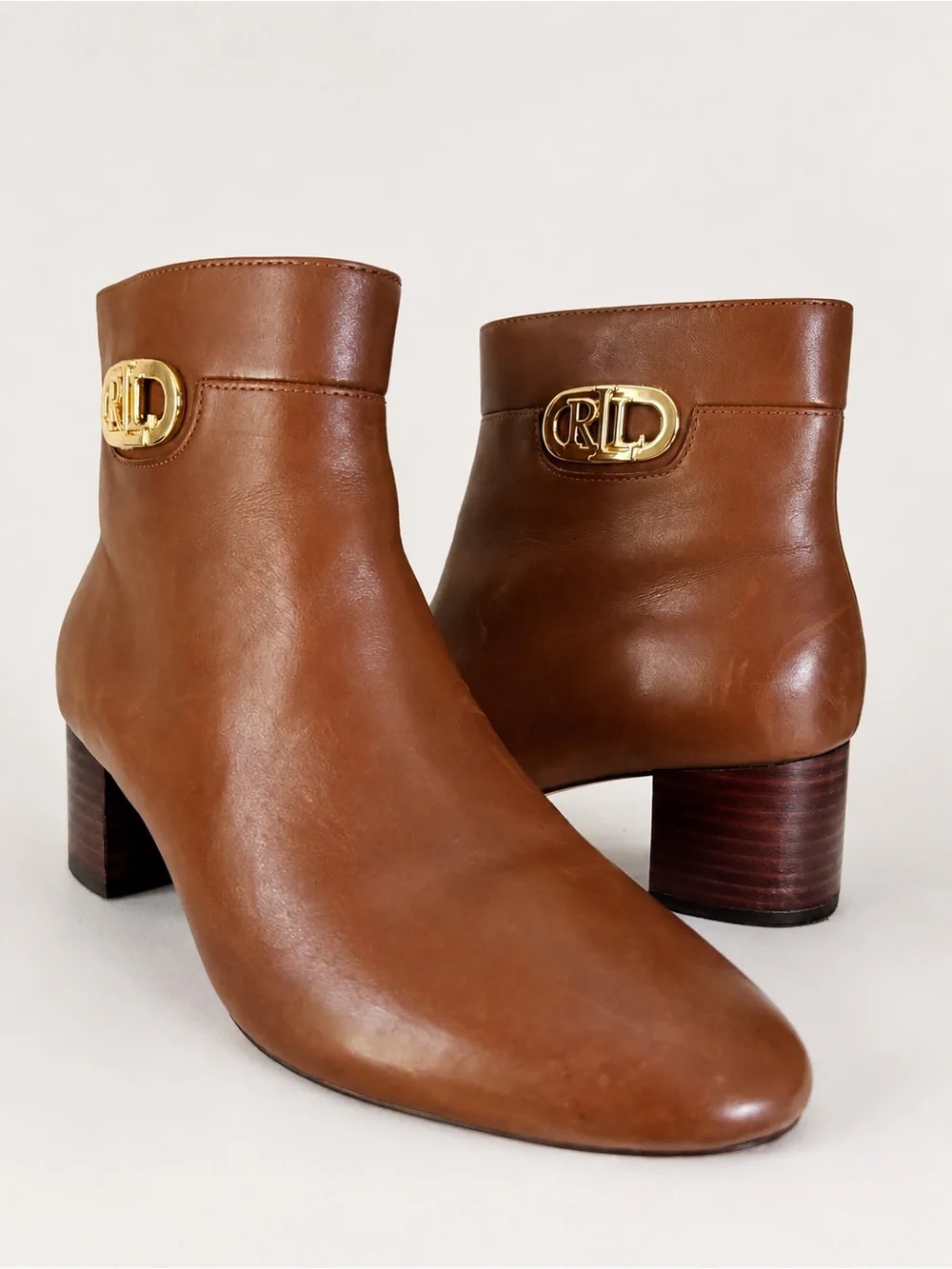 Ralph Lauren “Wynne” Tan Leather Ankle Boots